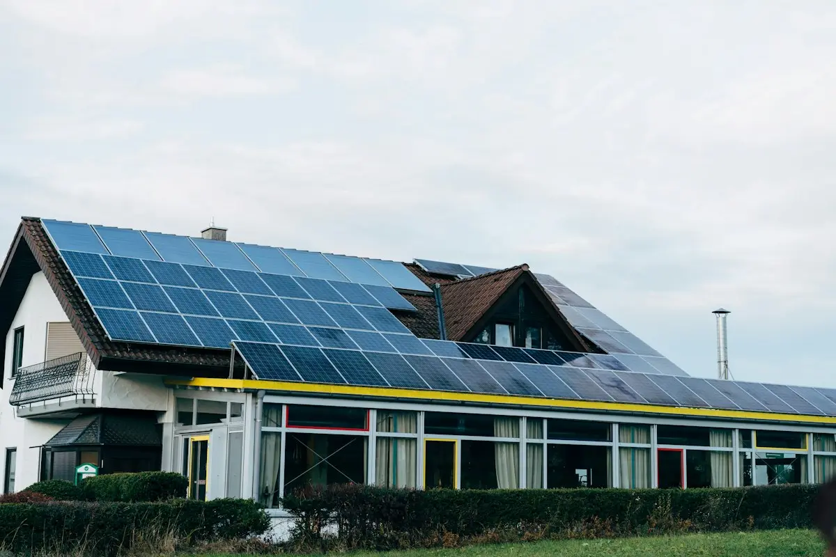 Home with a full roof of solar panels
